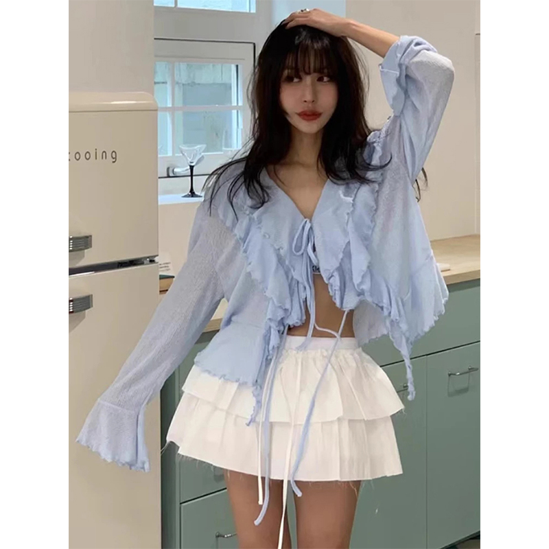 Crop Top Crochet - MEXZT укороченные белые рубашки женские модные