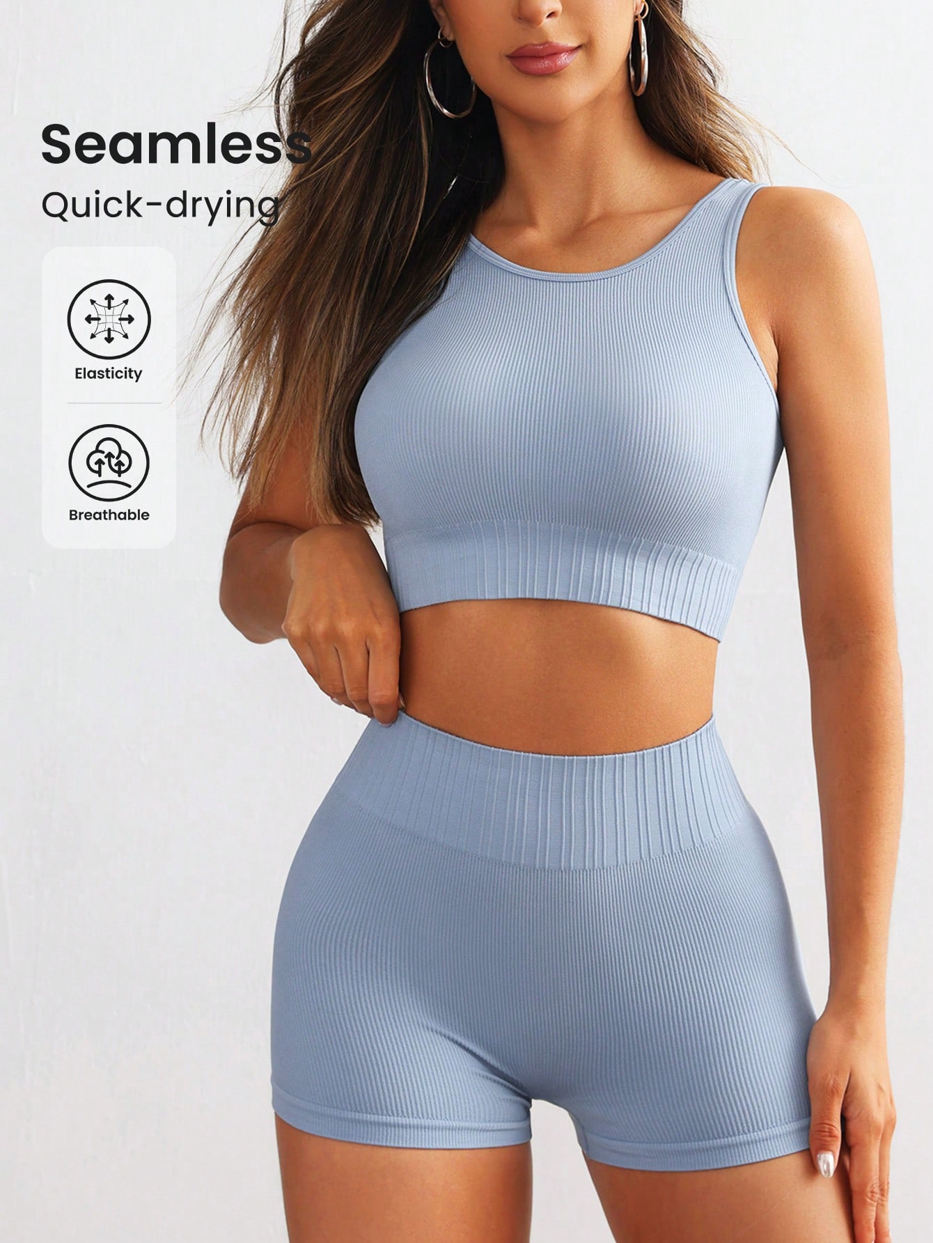 Crop Top Crochet - Женский бесшовный комплект для йоги: укороченный