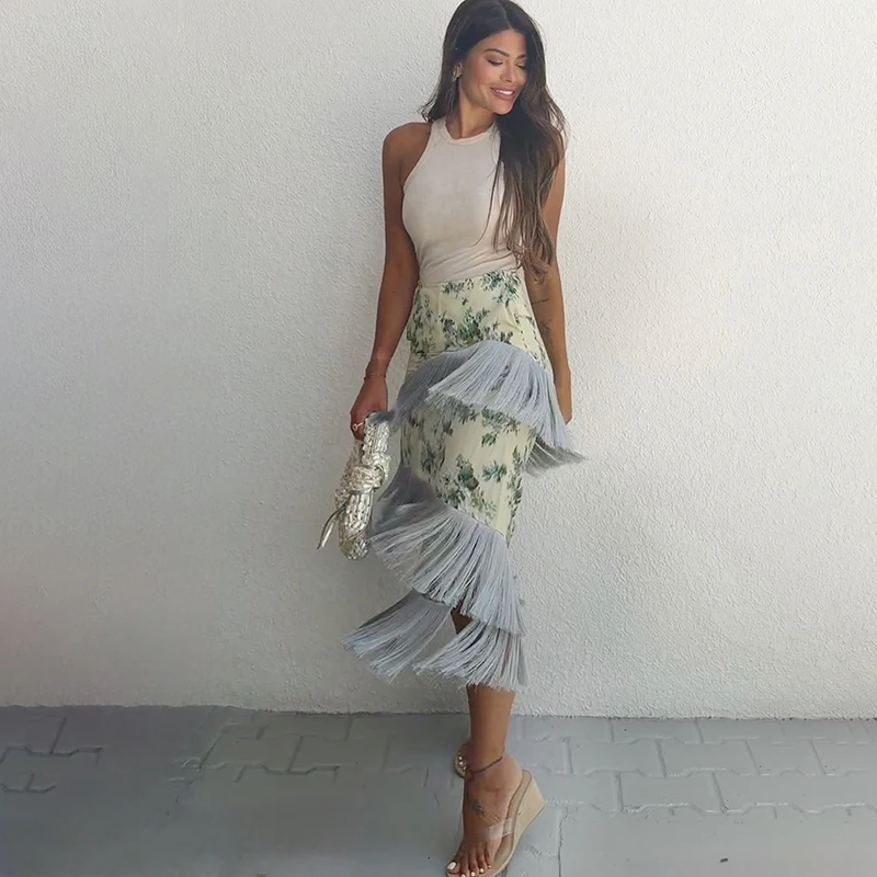 Женское элегантное платье с вы – обзор и цена Midi Skirt Floral